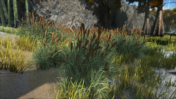 This image shows other bush types that can provide Rare Flower drops in the Swamp Biome on the Ark.