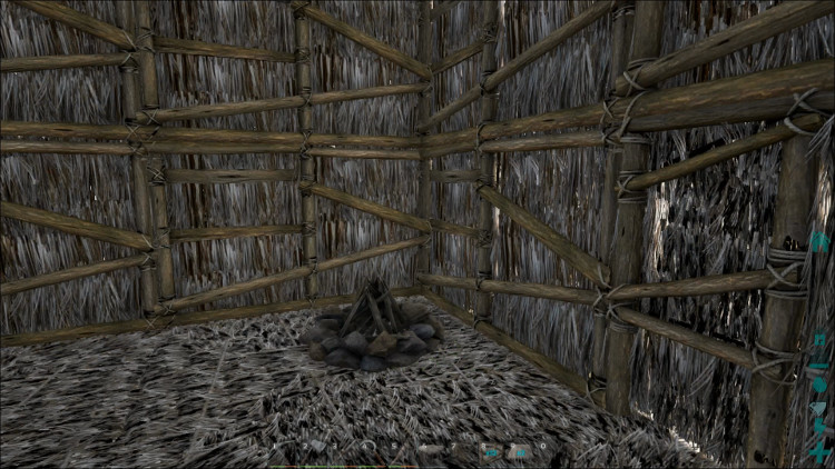 This little campfire is inside the hut I built in Ark. It is far enough from the door that it won't be in my way.