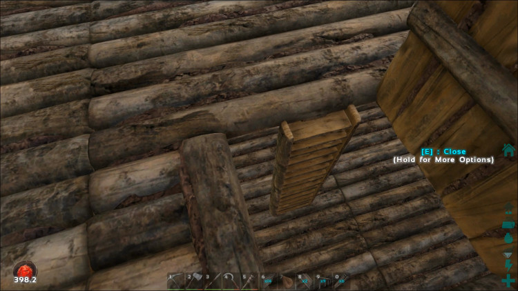 This image shows the installation of a Hatch Frame, Trap Door, and Ladder in Ark.