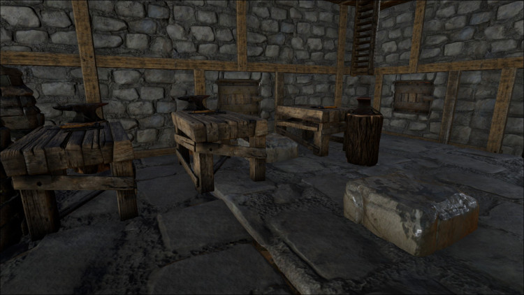 You can set up several Smithies for bulk crafting. In this case I have three Smithies set up side by side.