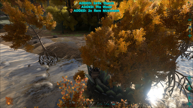 Here I am using a Stego in Ark to harvest Rare Mushrooms. They are coming in at a slow trickle.